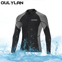 O Ouylan Wetsuit Top Men's 2mm Neoprene Jaqueta de roupas de vestuário frontal Zipper de mangas compridas Terno de mergulho para mergulhar snorkeling de nadar
