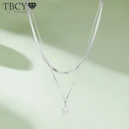 Tbcyd 1ct Diamonds Collana rotonda Collana Pendant 925 Sterling Silver Stacking Double Neck Chain per donne 240529