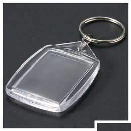 Key Rings 50 Pcs Clear Acrylic Plastic Blank Keyrings Insert Passport P O Keychain Keyfobs Keychian Chain Ring Drop Delivery Jewelry Dhnhf