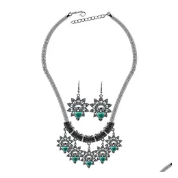 Серьги Ожерелье Винтажное бирюзовое ожерелья Серьговые наборы для женщин ювелирные украшения подвеска