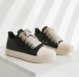 디자이너 운동화 Rick Vintage Thick -soled Shoes Top Men Shoes Leather Women Flats 신발 패션 운동화 흑백 캐주얼 신발