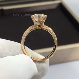 18k Soll Gold Ring 2Ct D VVs Jóias de casamento Moissanite 18karat anel de ouro de ouro rosa 6x6mm anel de casamento de moissanite