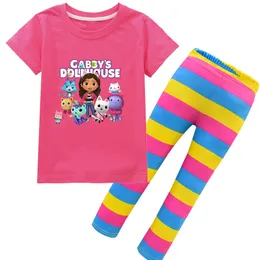 Kinder Sommer Gabby's Dollhouse Set Baby Girls T Shirt Hosen Sets Kleinkind Girls Gabbys Cat-Taste Girl Geburtstagsfeier Kleidung