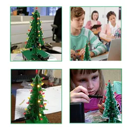 DIY 3Dクリスマスツリーはんだ付け練習アセンブルキットキットプロジェクト電子科学7色点滅LEDサーキットDIYキット