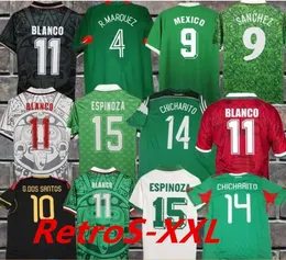 1998 Retro Edition Mexico Soccer Jersey Long Sleeve Vintage 1995 1986 1994 Retro Shirt Blanco Hernandez Classic Football Mundurs 666