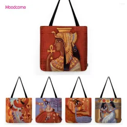 Stume di stoccaggio antichi cartone animato egiziano arte arte design unico resistente all'acqua in cotone spalla che trasporta borse shopper tote