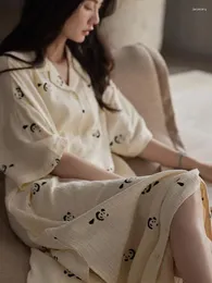 女性用スリープウェアの女性サマーパンダプリント甘いパジャマドレス