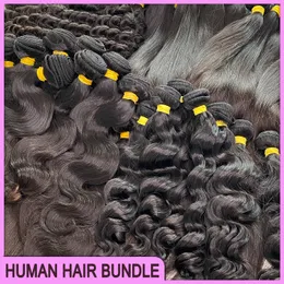 Großhandel 100% unverarbeitetes jungfräuliche brasilianische malaysische peruanische gerade lockige Haare 5 Bündel 12 "- 32" Schnittweiche menschliche Haare 5pcs/Los