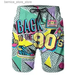 Shorts maschile vintage anni '80 anni '90 MEMPHIS Trunks da bagno Summer Surf Shorts Swimsuit Homme 2023 Nuovi pantaloni corti rovi ropa stampati 3d Q240529