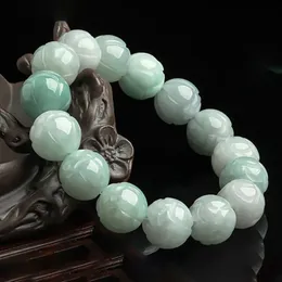 Burmesiska jade lotus armband tillbehör gåvor designer äkta charm pärlstav jadeit amulets man vit smycken lyx naturlig 240529