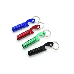 Schlüsselringe 100pcs/Lot 2 in 1 Kit Mini Aluminium Schlüsselbierschlüsselring Bierflaschenöffnung mit Whistle US Metal Chain Ring Dolpe Jude Dhdqg