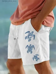 Men's Shorts Mens Beach Pants Three Little Turtles 3D Printed Shorts Mens Summer Breathable Shorts Fitness Street Shorts Men Ropa Hombre Q240529