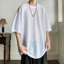 Шахта с коротким рукавом большого размера винтажная мужская одежда Оригинальная негабаритная футболка Harajuku Fashion Summer Tshirts 240529