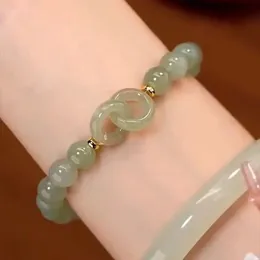 Anello Link Natural Stone Xiuyu Jade Love Peace Buckle Bracciale Femmina Girlieria Gift Womens Summer Hand String Female 240529