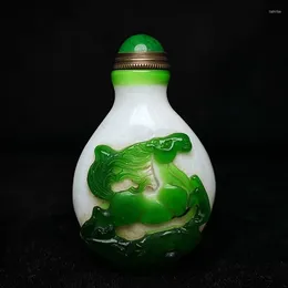Flaschen Yizhu Kultuer Kunst Größe 2,8 Zoll Chinesische Alte Peking Glasur Carving Horse Affen Statue Schnupftabak -Flasche Sammlung
