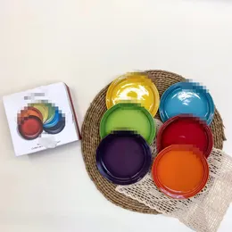 Rainbow Teaware Sets okrągłe danie domowe ceramiczne piękne talerz Western Food Pudełko prezentowe