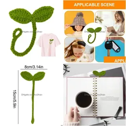 Other Building Supplies Creative Knitted Cloghet Leaf Sprout Data Strap Handmade Green Bookmark Headphone Accessories Diy Craft Gift Dhhrs