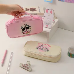 Kawaii Bunny Cookies Pencil CAES STUDENT STORTERY Väska stor kapacitet Stationery Holder School Desktop Storage Supplies
