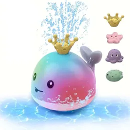 Baby Bath Whale Electric Inductive Water Spray Ball with Light Bathroom Bathtub Swimming Toys for Toddler Infant Children L2405