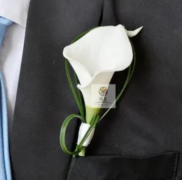 손으로 만든 화이트 칼라 백합 꽃 코사이지 신랑 신랑 웨딩 파티 남자 Boutonniere 핀 브로치 장식 9396974