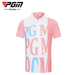 PGM Girls Golf Short Sleeve T Shirts Summer Sports Top Golf Wear for Kids YF590