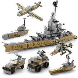Building Building Building 6 In1 Modello di battaglie navali di fama di aeromobili di fama mondiale Modello per bambini in mattoni regalo giocattoli