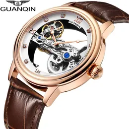 Guanqin New Luminous Watch Tourbillon Skeleton Automatic Men Sport Mechanical Watch Clock Men 방수 금 Relogio Masculino 241U