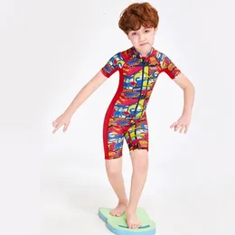 Riri Kids Boys OnePiece Elastic Shiptreeve Sunscreen Swimsuit Diving Bathing Suit 240528