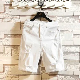 Shorts maschili maschi jeans maschio jeans shorts hole bermuda skate board harem da uomo jogger jogger caviglia strappata shorts shorts in bianco e nero q240529