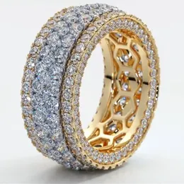 Eternity Full Moissanite Diamond Ring 925 Sterling Silver Party Wedding Band Rings for Women Men Engagement Jewelry