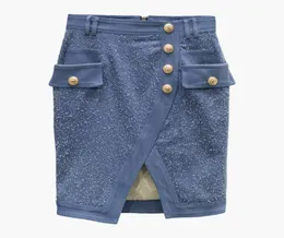 Styl mody Oryginalny projekt Women039S spódnica podwójna prasowa szorowanie metalowych klamry Pakiet Hip spódnice 4573410