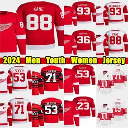 88 Jersey de hóquei retrô reverso de Patrick Kane 93 Alex DeBrincat Dylan Larkin Moritz Seider David Perron Gordie Howe Pavel Datsyuk Steve Yzerman Lucas Raymond Jerseys