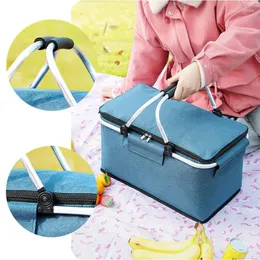 Storage Bags Foldable Picnic Basket Camping Cooler Bag 2-8 People Use Lunch Drink Heat Preservation Beach School