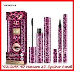 2019 New Eye Makeup Yanqina 4D Mascara 2 em 1 conjunto Eyeliner 3D Curl de espessura 36H Eyeliner líquido 10g Longo à prova d'água L8934484