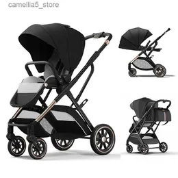 Strollers# Fashion High View baby stroller with ergonomic seat subwoofer suitable for newborn portable baby prams one handed to tilted basket push chair Q240529