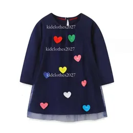 2024 Весенние банкет элегантные платья мода О-образное с длинным рукавом высококачественные голубые девочки детские детские плать