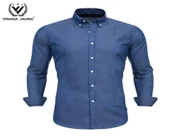 Mens denim skjorta blusar 2020 klänning avslappnade skjortor sociala manliga smala fit skjortor för män kemise longue stor storlek erkek gomlek9576723