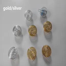 Großhandel 500pcs plattierte silberne Goldlaterne Spring Spiralperlen Käfige Anhänger für Mädchen DIY Halskette Schmuck machen Accessoires 260s