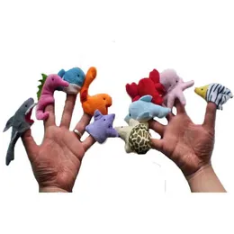 Finger Toys Marine Animals Starfish Seaturtle Lobster Dolphin Shark Seahorse bläckfisk valtätning Finger Puppets Utbildningshjälpmedel D240529