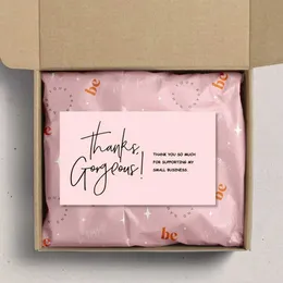 Presentkort 30st/pack rosa tackkort för att stödja affärspaketdekoration underbart tack visitkort handgjorda med kärlek D240529