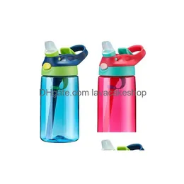 Tumblers 16oz 어린이 물병시피 컵 플라스틱 BPA 누출 방지 넓은 입을 뚜껑과 유출 컵 배달 홈 정원 주방, DHWVF
