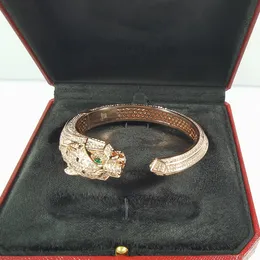 Panthere Bangle Charm Bangle For Man Emerald Version for Woman Leopard Head Set z Diamonds Gold Plated 18K Designer Prezent dla dziewczyny 012