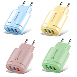 Macaron Color USB ładowarka 3USB Ładówka ładowania 5V2A 3 porty europejski i amerykański standardowy adapter kolorowy odpowiedni dla Apple Huawei Xiaomi itp.