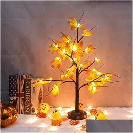 Weihnachtsdekorationen künstlicher Ahornbaum Kirschball LED Desktop Dekor gefälschte Pflanze Halloween Dekoration Dec Drop Lieferung DHTXR