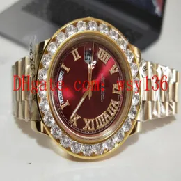 Luxo de discagem vermelha mais vendida de luxo relógio de pulso Date Date II 18K Amarelo Gold 41mm Presidente 228238 Diamond Men's Casual Watches 271N