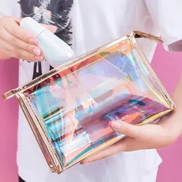 Transparent hübsche Make -up -Taschen Fashion Laser Travel Cosmetic Bag Toilettenpinsel Organizer notwendiger Hülle Waage Make -up Box 240527