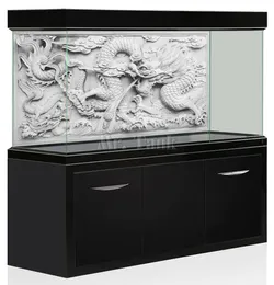 MrTank HD Aquarium Bakgrundsaffisch 3D Effekt Gray Dragon Cameo PVC Fish Tank Wall Sticker Decorations2367890