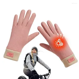 Cykelhandskar varm vinter pekskärm för kvinnor och män mjuk vindtätning som kör termisk handskyddskörning