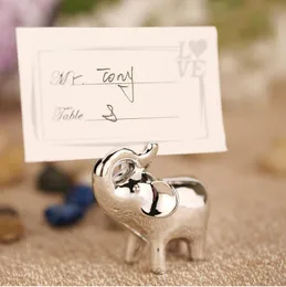 200 st Lucky In Love Elephant Place Card Holders Fotohållare Bröllop Favor Party Gift Silver