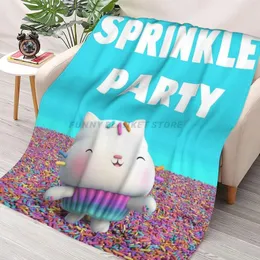 Cobertores Gabbys Dollhouse Sprinkle Party joga flanela de colagem Ultra Soft Warm Picnic Bobet Dispad na cama